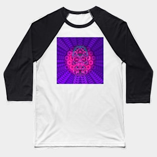 Electroluminated Skull Flower - Cornflower Magenta Baseball T-Shirt